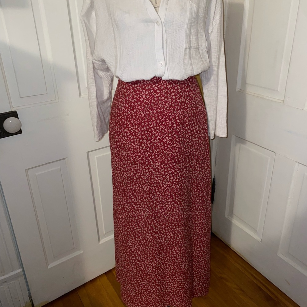 Vintage Talbots Red Floral Maxi Skirt